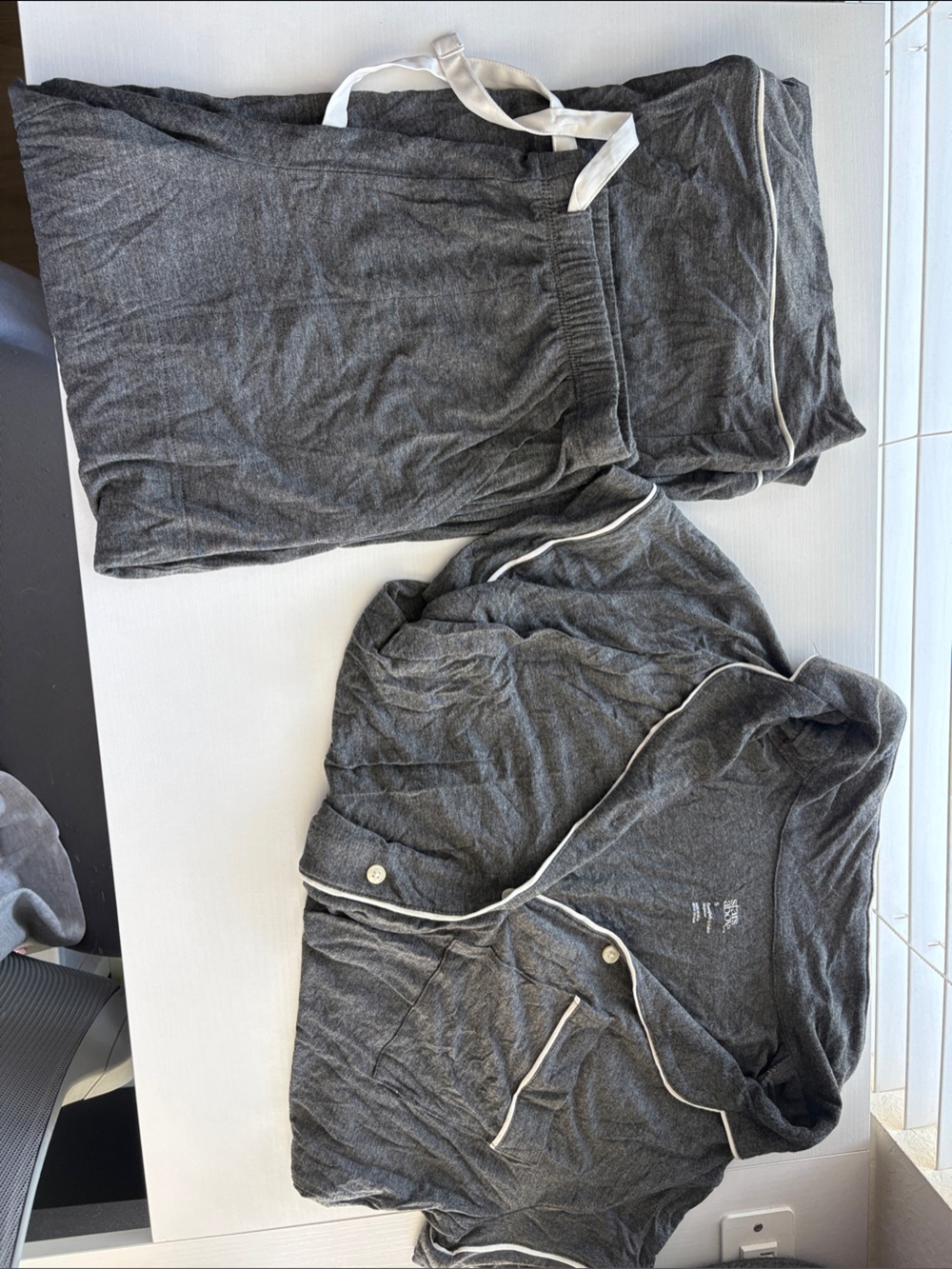 stars above Charcoal Gray Women's Pajama Set with Contrast Piping